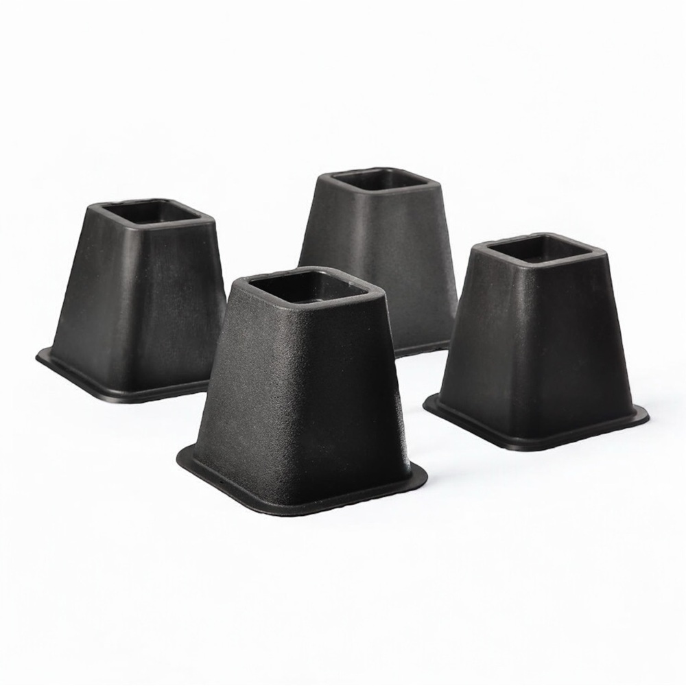 Bed Furniture Risers 5" To 6" Heavy Duty Stackable Dorm Bed Lifts 4 Pack Black